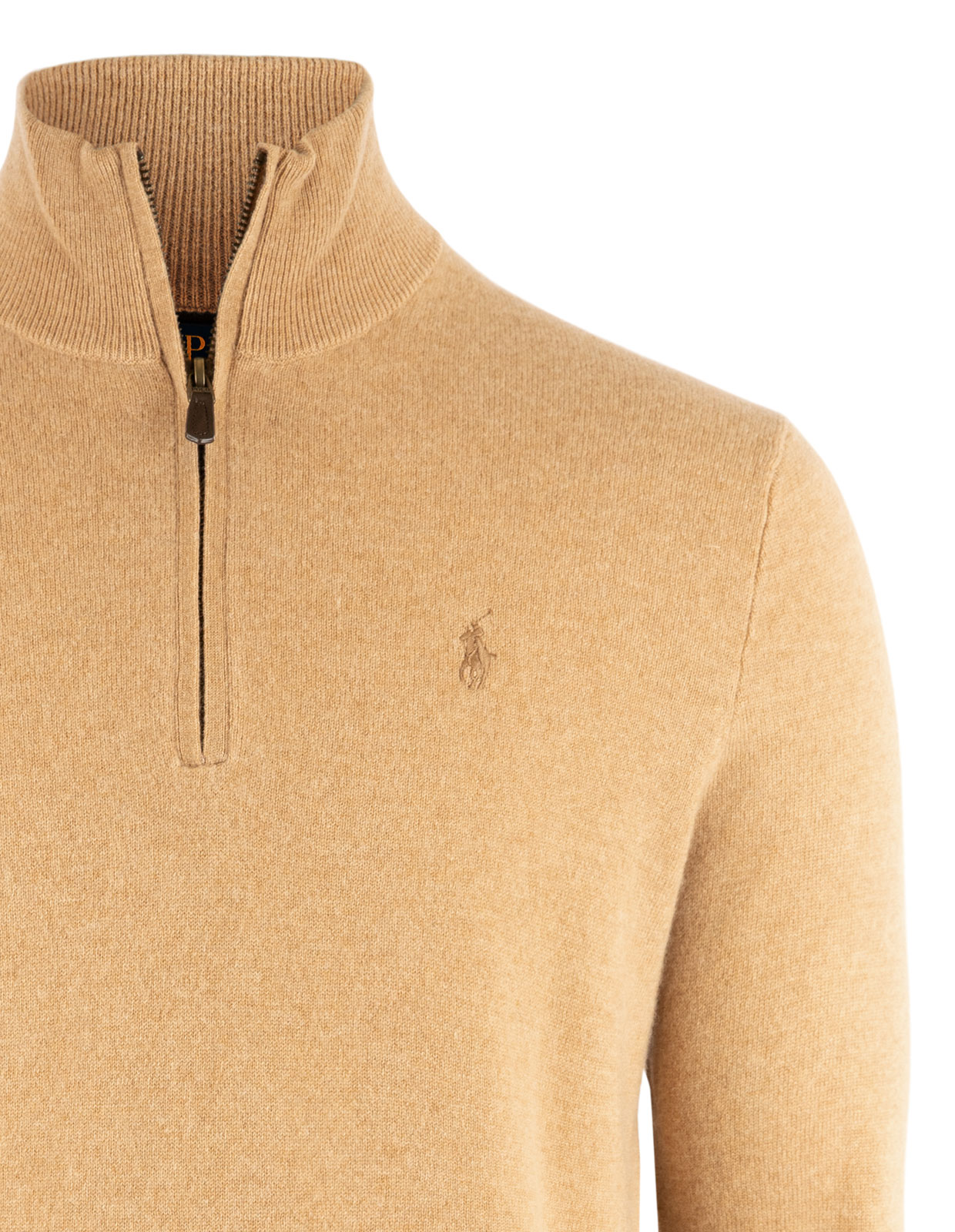 Loryelle Wool Half Zip Sweater Camel Melange