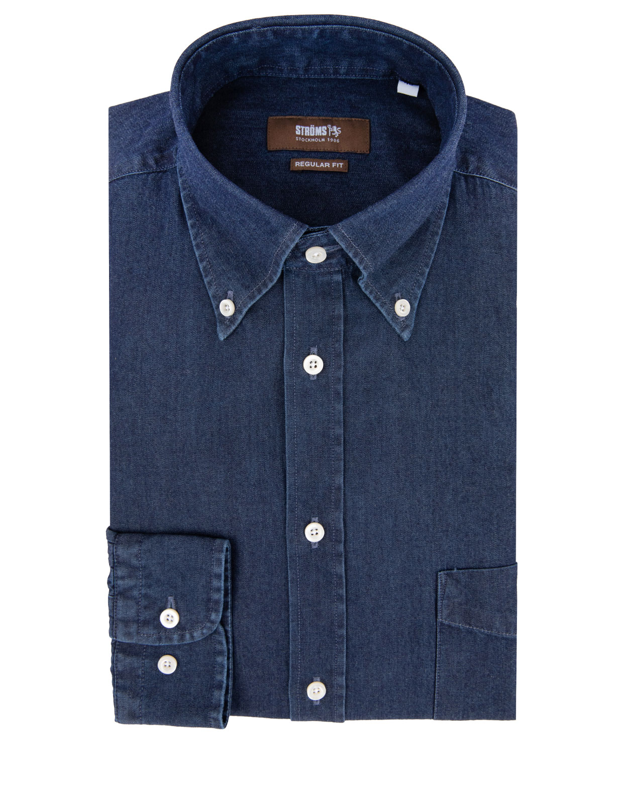 Regular Fit Button Down Denim Shirt Dark Blue