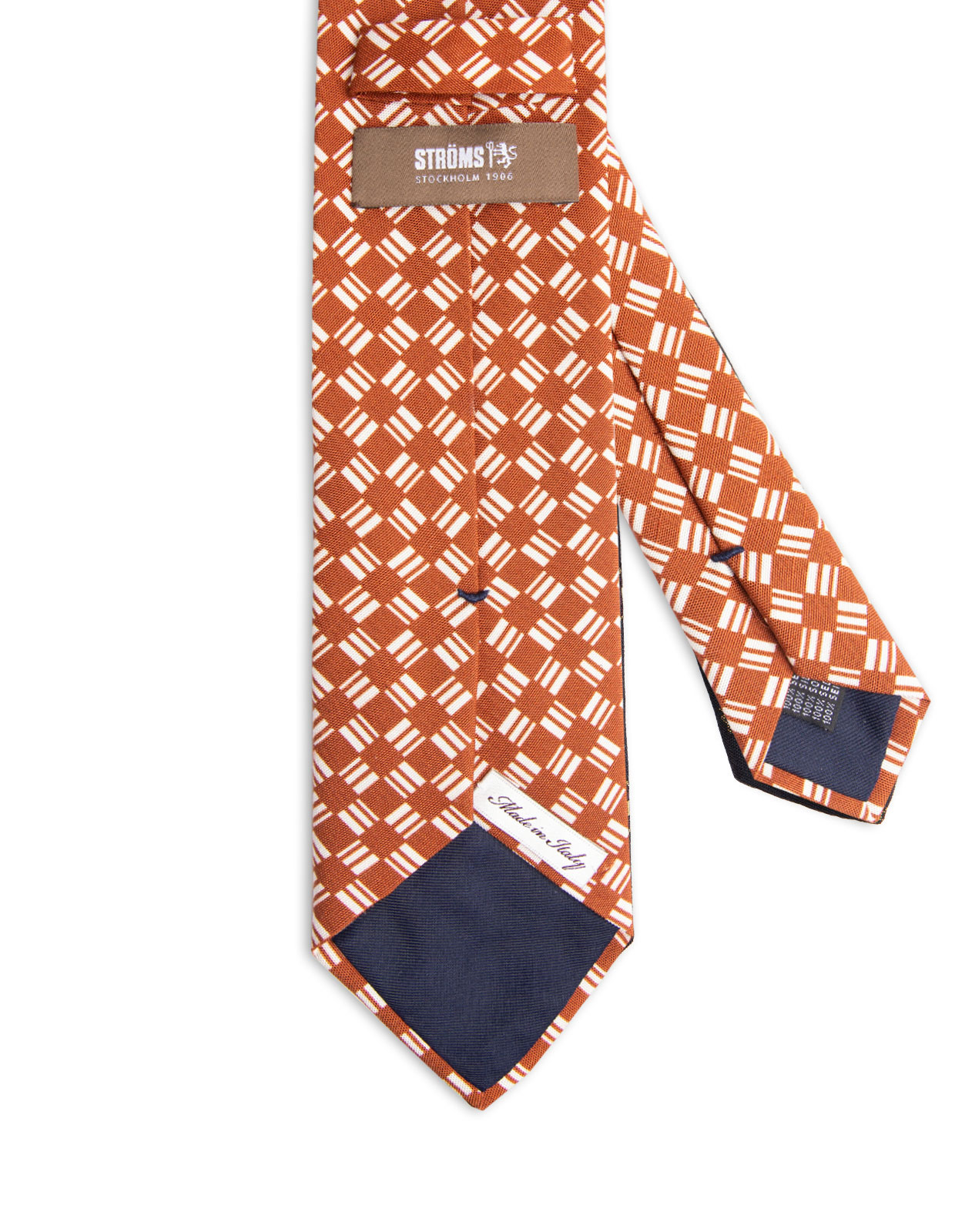 Printed Tie Silk Dark Orange/White