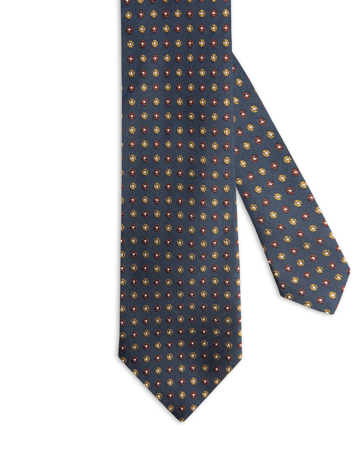 Woven Silk Tie Navy/Brown/Khaki