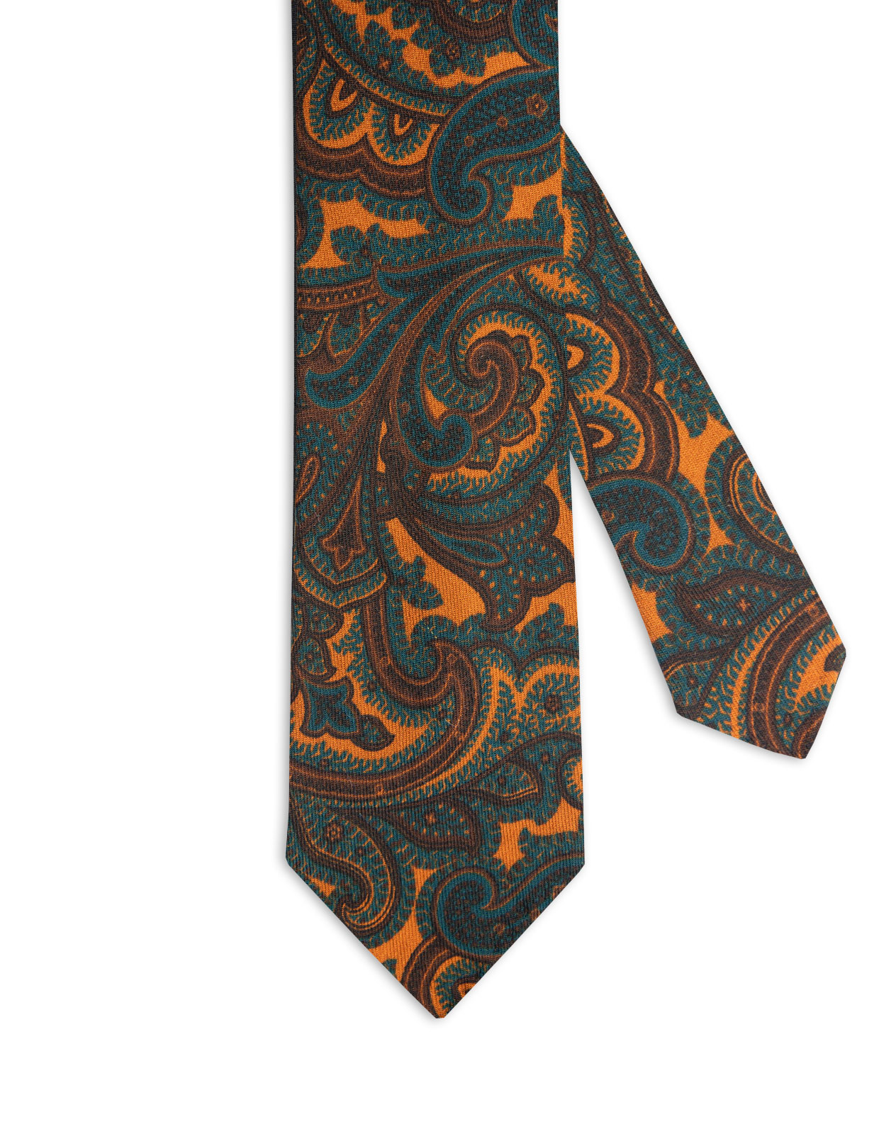 Untipped Tie Wool Printed Paisley Orange/Wine