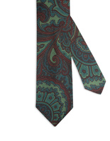 Untipped Tie Wool Printed Paisley Green/Wine