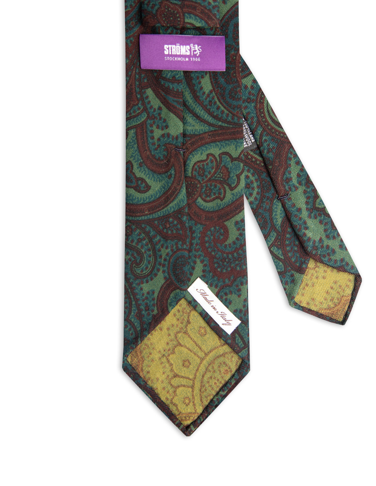 Untipped Tie Wool Printed Paisley Green/Wine