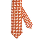 Printed Tie Silk Dark Orange/White