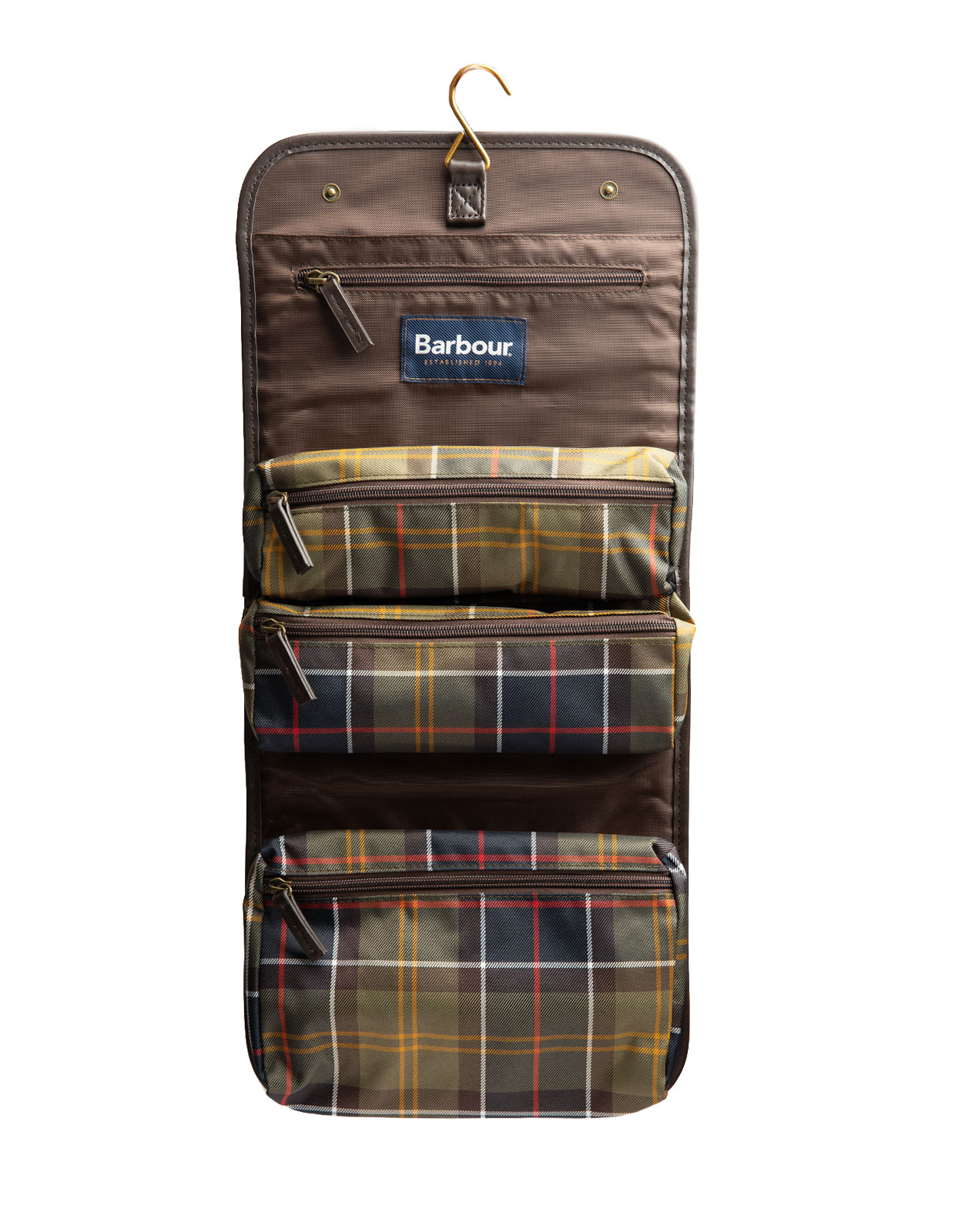 Tartan Hanging Washbag Classic Tartan Brown One Size