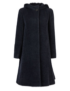 Hooded Wool Coat Navy Stl 40