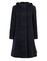 Hooded Wool Coat Navy Stl 40