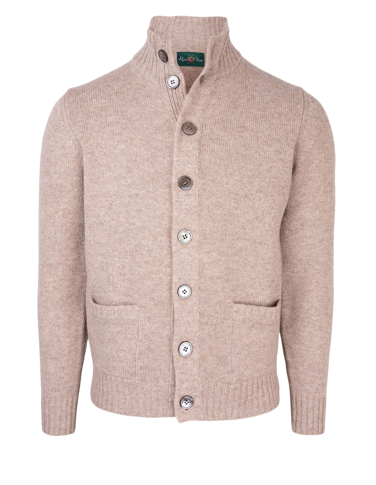 Landford Cardigan Lammull Ljusbeige