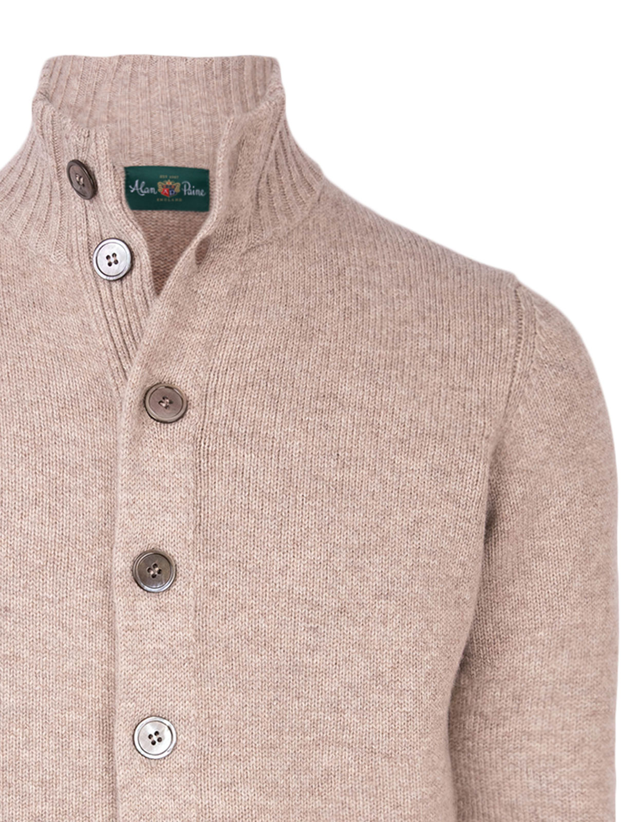 Landford Cardigan Lammull Ljusbeige 56