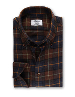 Fitted Body Shirt Checked Flannel Brown/Blue/Orange