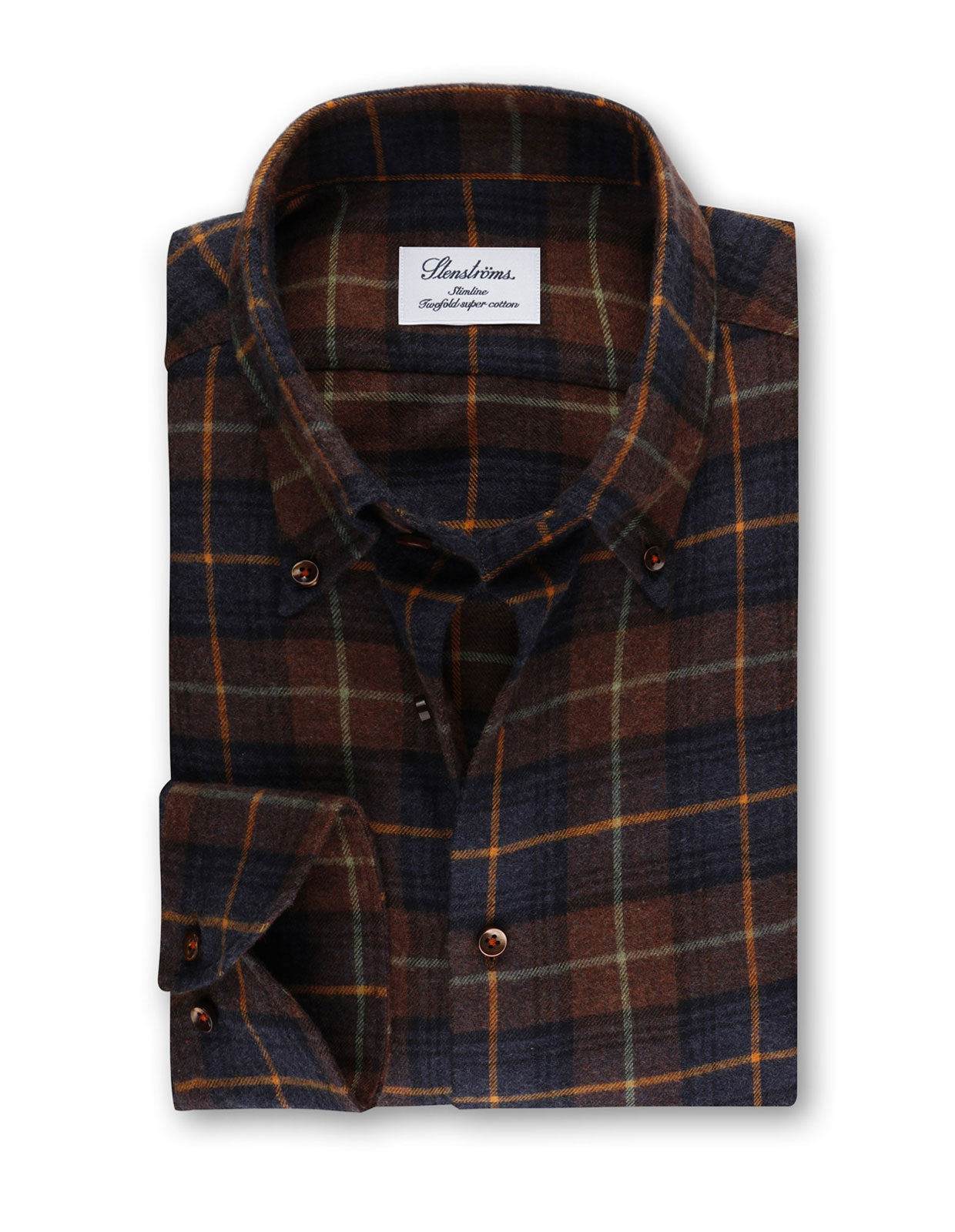Slimline Shirt Checked Flannel Brown/Blue/Orange