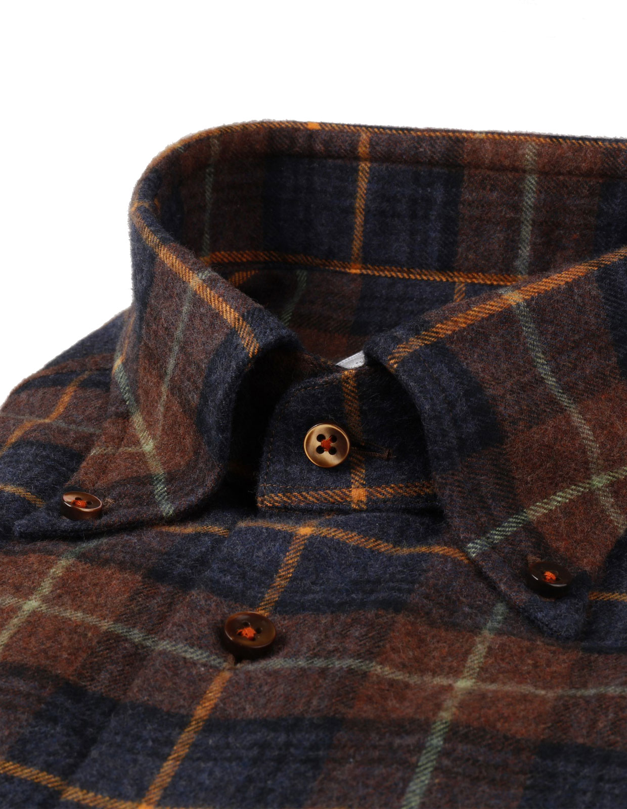 Slimline Shirt Checked Flannel Brown/Blue/Orange
