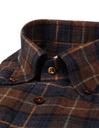 Slimline Shirt Checked Flannel Brown/Blue/Orange Stl S