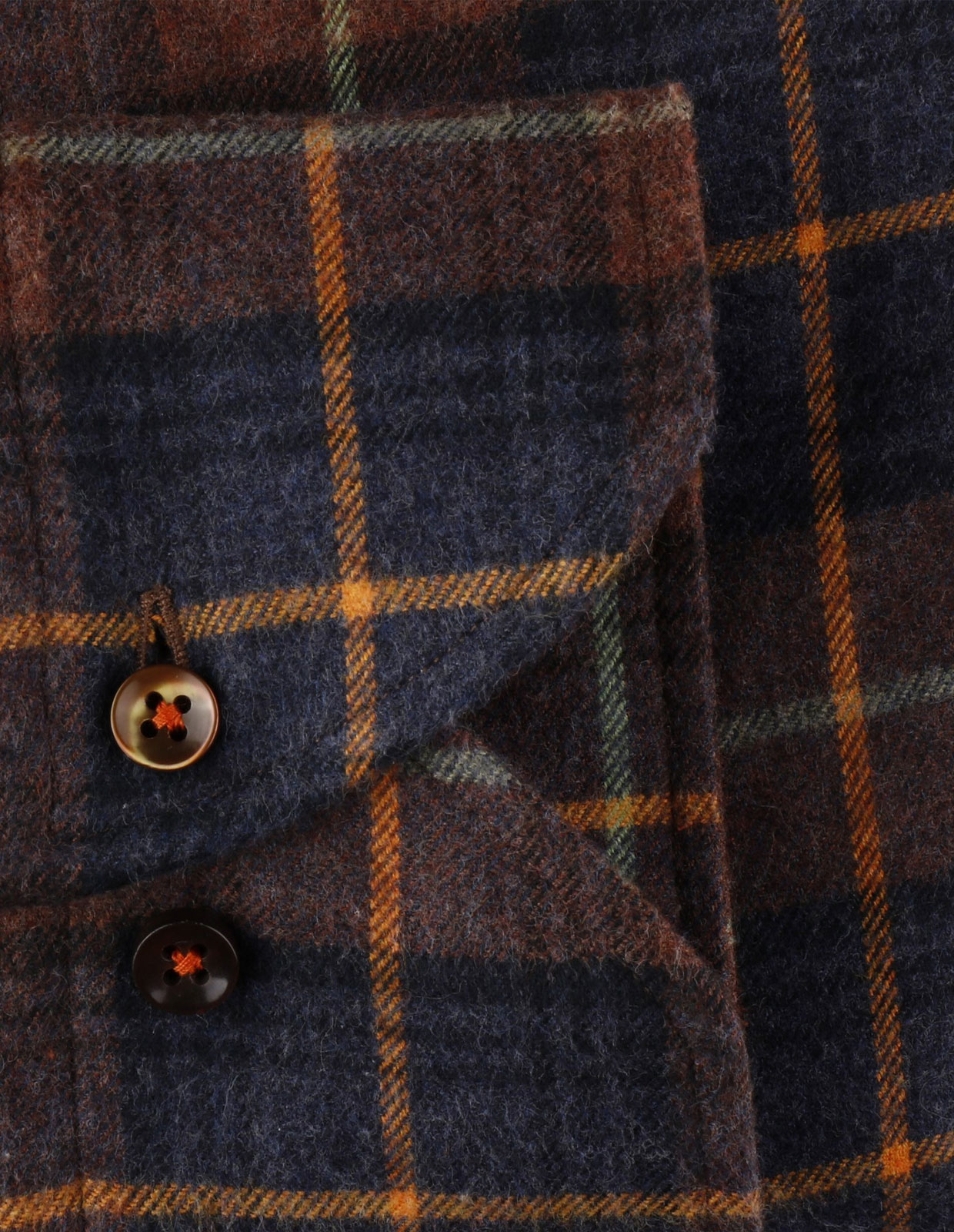 Slimline Shirt Checked Flannel Brown/Blue/Orange Stl S