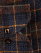 Slimline Shirt Checked Flannel Brown/Blue/Orange Stl S