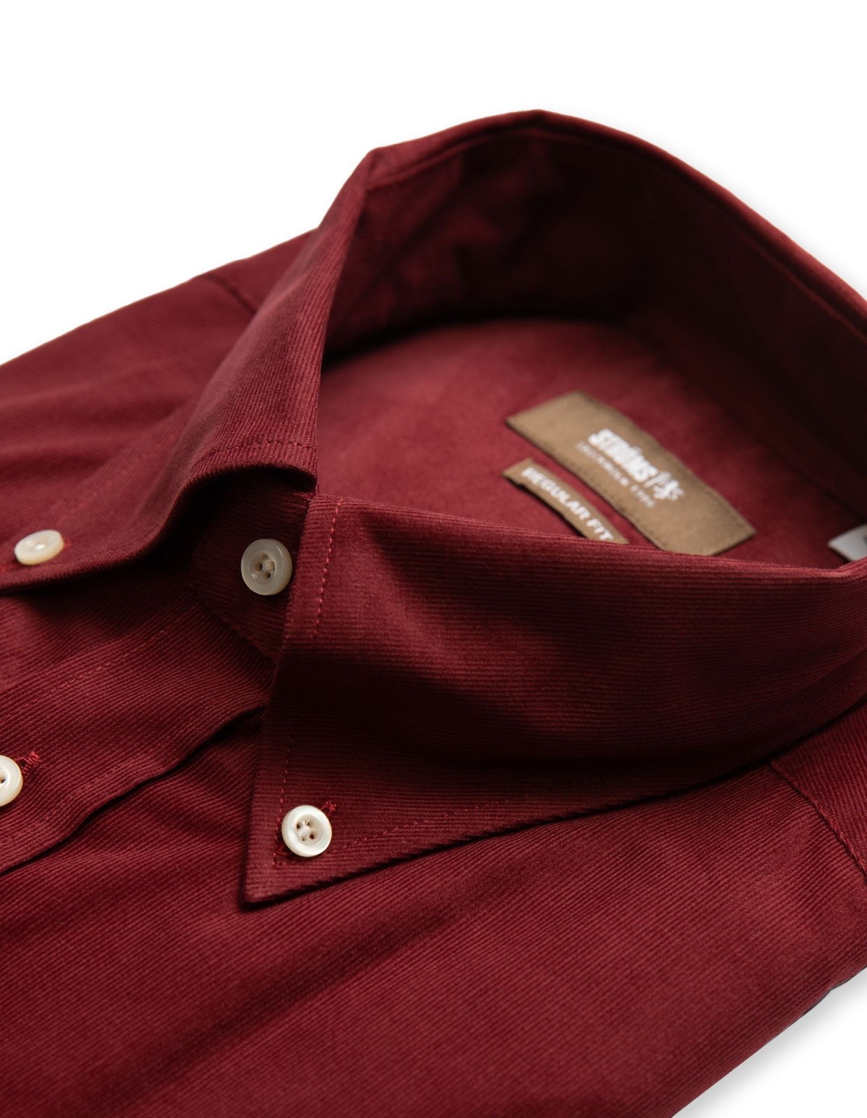 Regular Fit Button Down Babycord Shirt Bordeaux