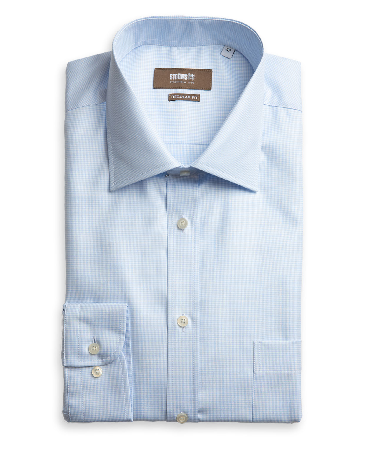 Regular Fit Pepita Cotton Shirt Light Blue