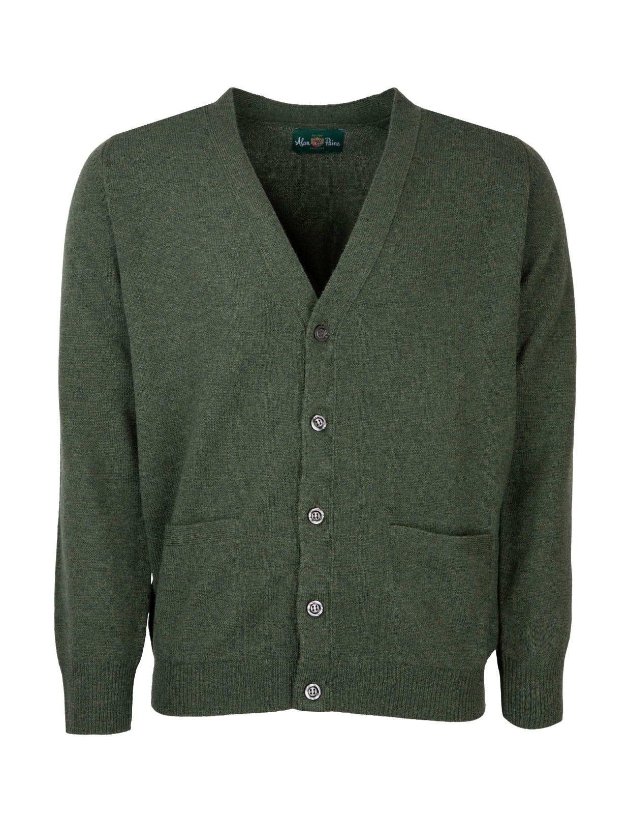 Cornwall Cardigan Lammull Grön Stl 48