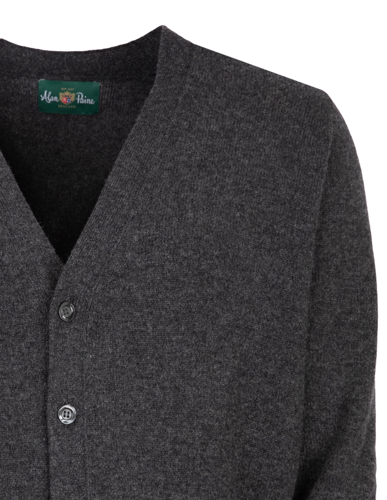 Cornwall Cardigan Lammull Mörkgrå 48