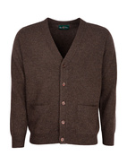 Cornwall Cardigan Lammull Mörkbrun 54