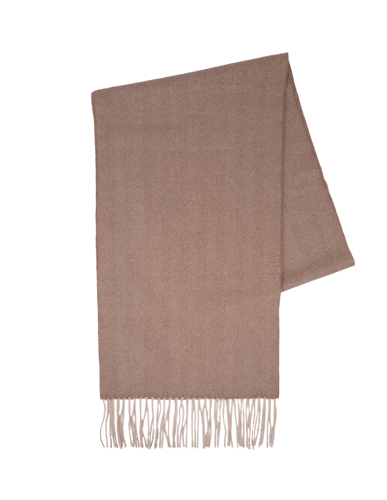 Cashmere Scarf Mixed Beige Herringbone