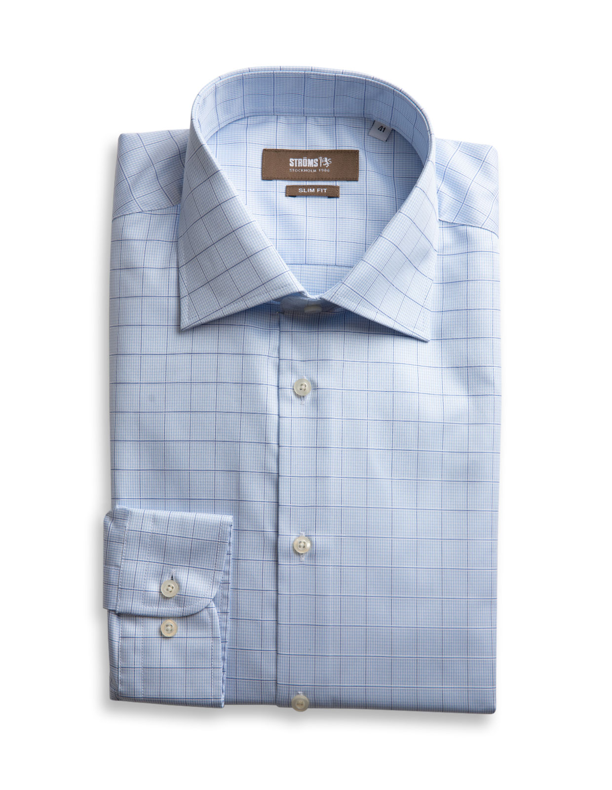 Slim Fit Skjorta Bomull Rutig Ljusblå Slim Fit Skjorta Bomull Rutig Ljusblå