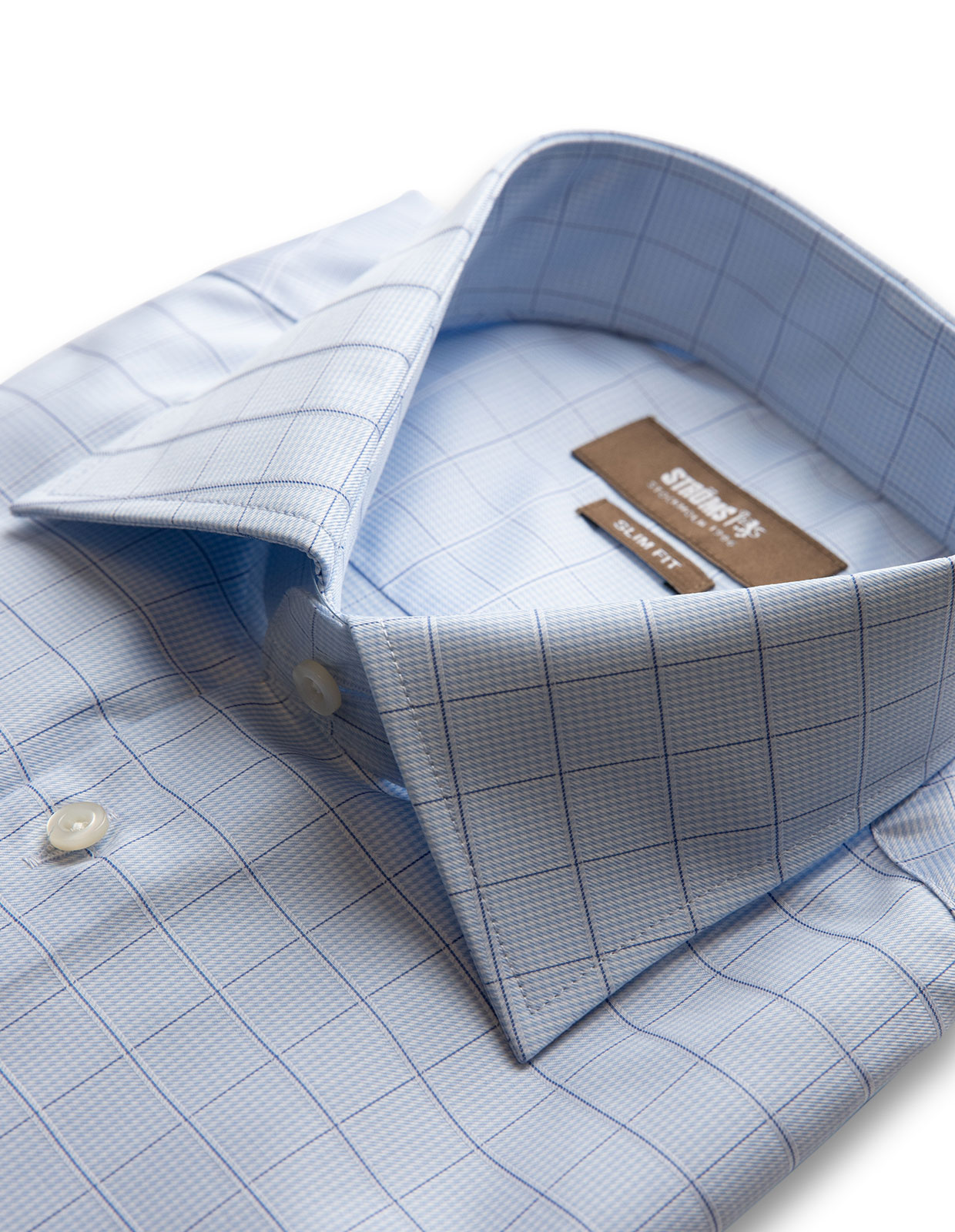 Slim Fit Skjorta Bomull Rutig Ljusblå Slim Fit Skjorta Bomull Rutig Ljusblå