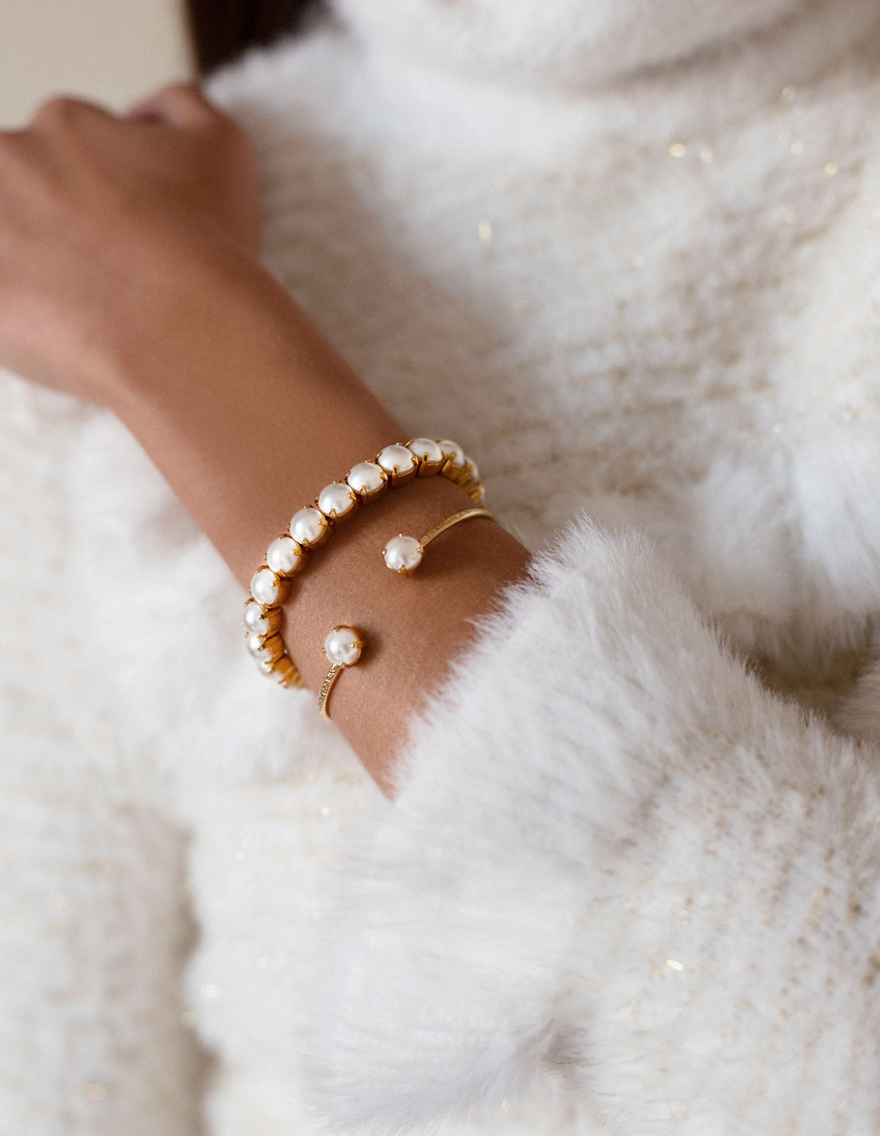 Gia Studs Bracelet Gold Pearl