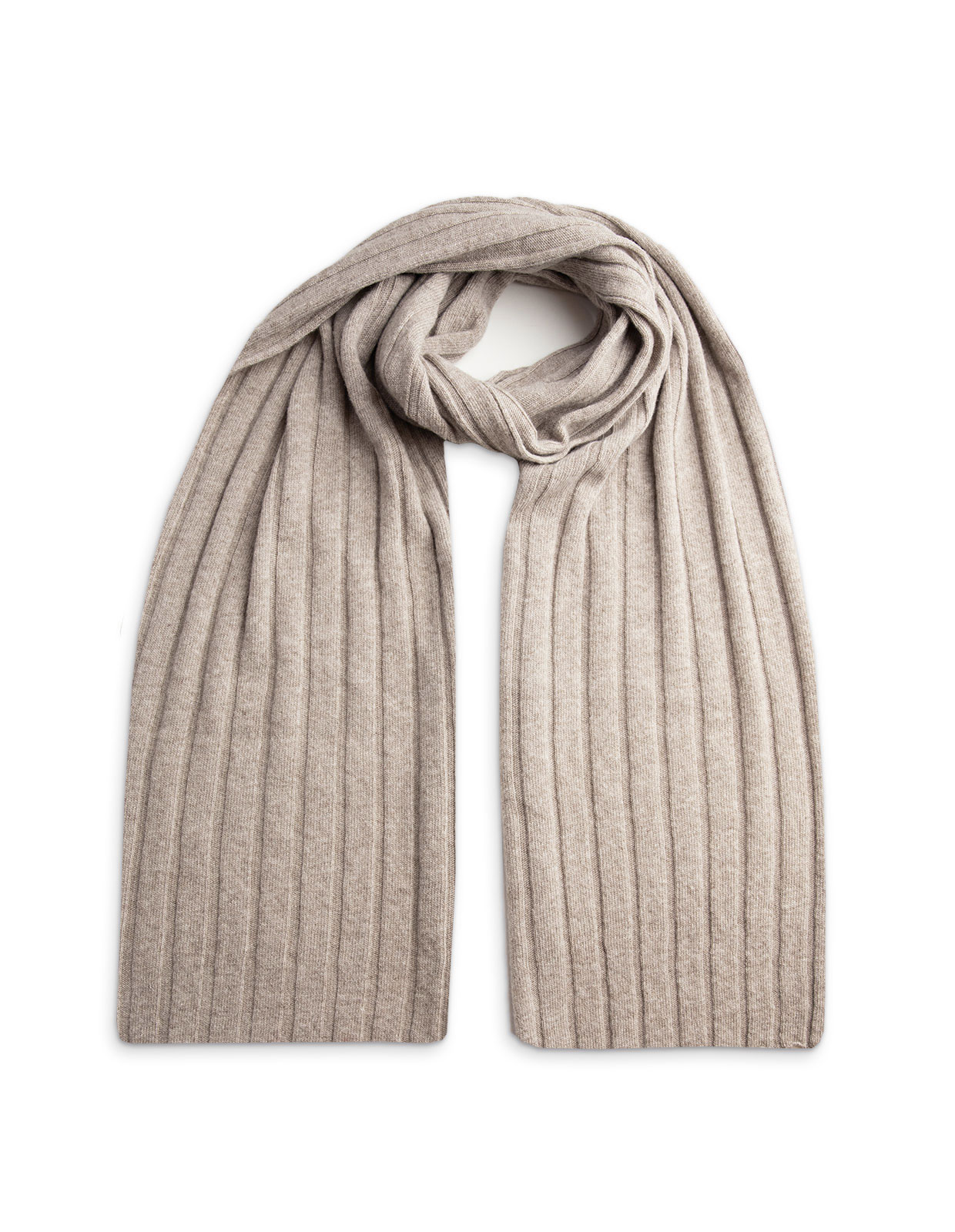 Italian Scarf Rib knitted Merino Cashmere Beige