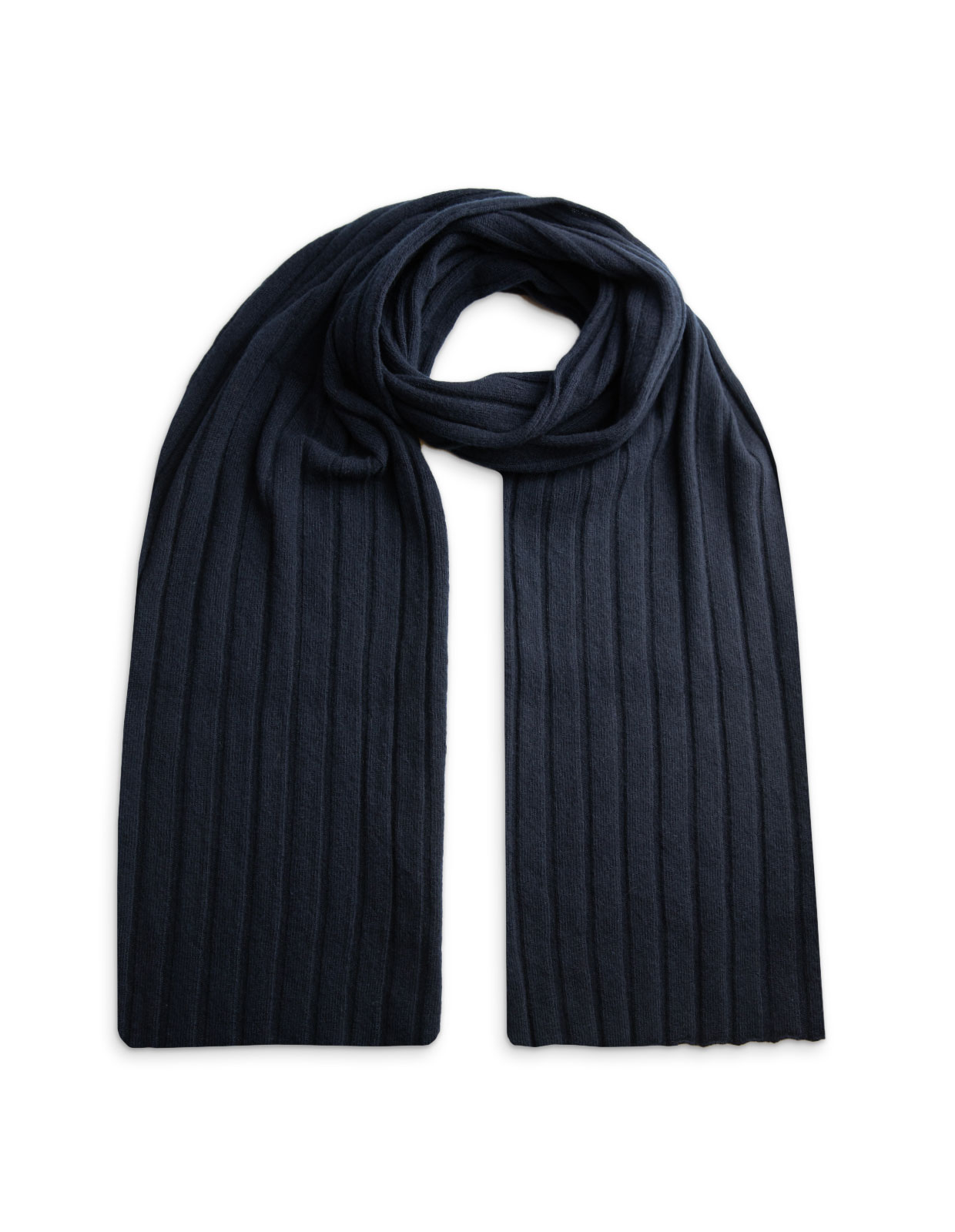 Italian Scarf Rib knitted Merino Cashmere Navy