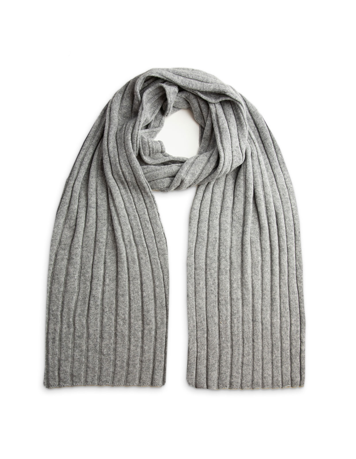 Italian Scarf Rib knitted Merino Cashmere Grey