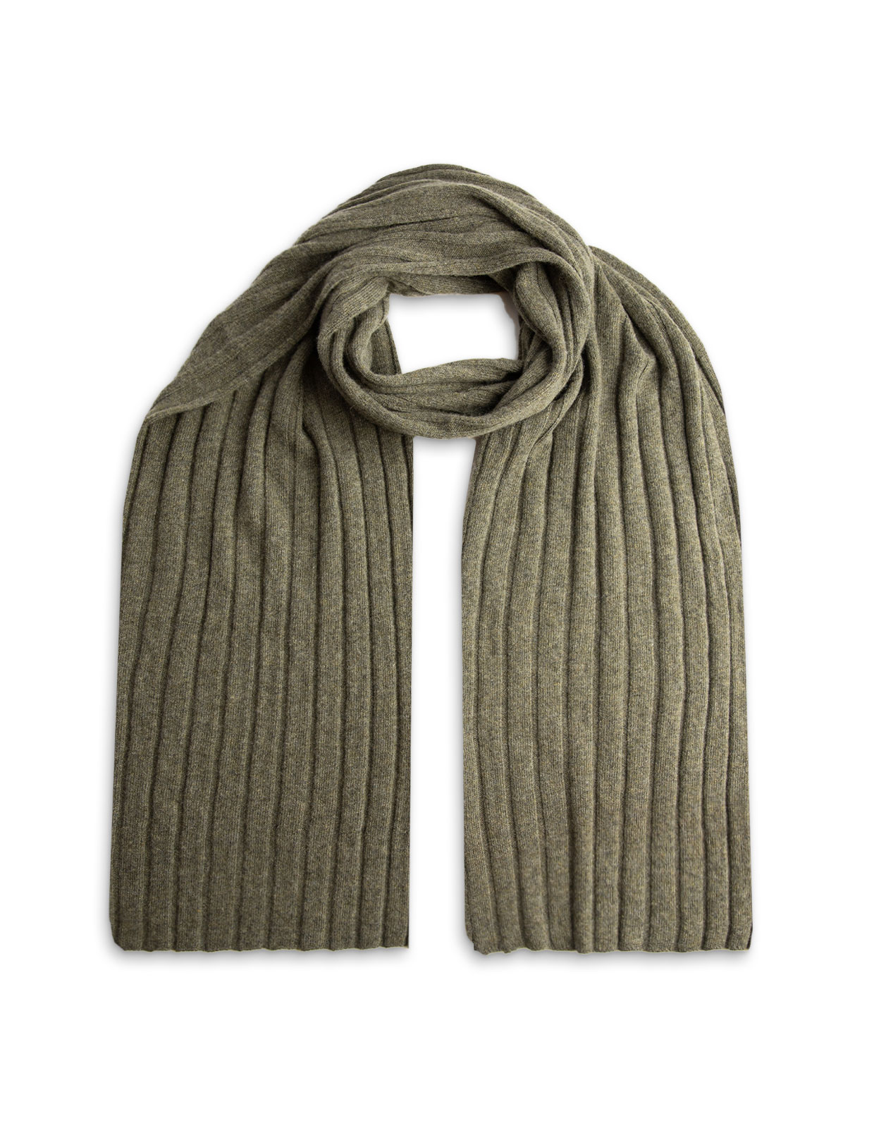Italian Scarf Rib knitted Merino Cashmere Green