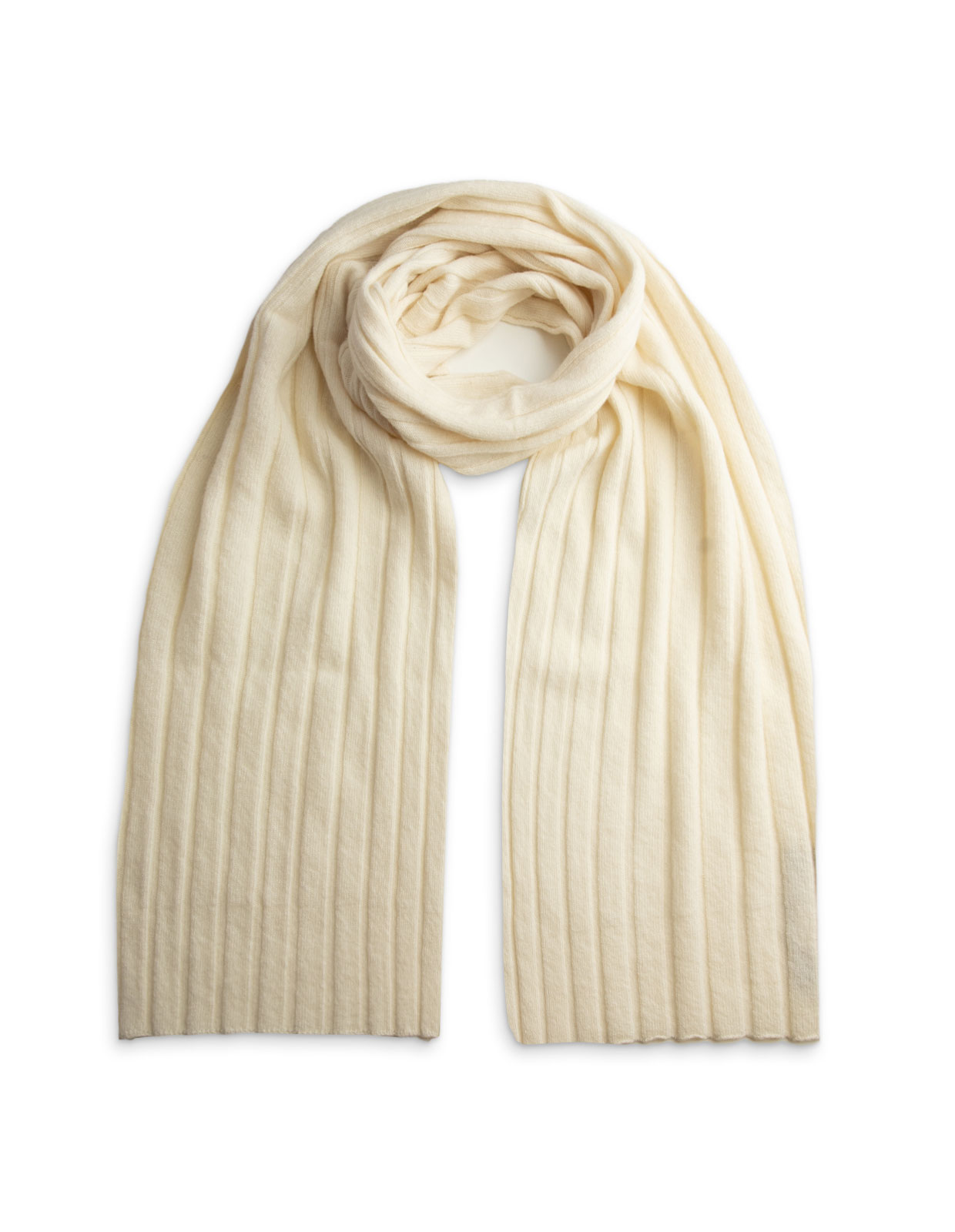 Italian Scarf Rib knitted Merino Cashmere Crema