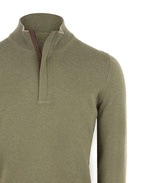 Half Zip W Patch Wool & Cashmere Olive