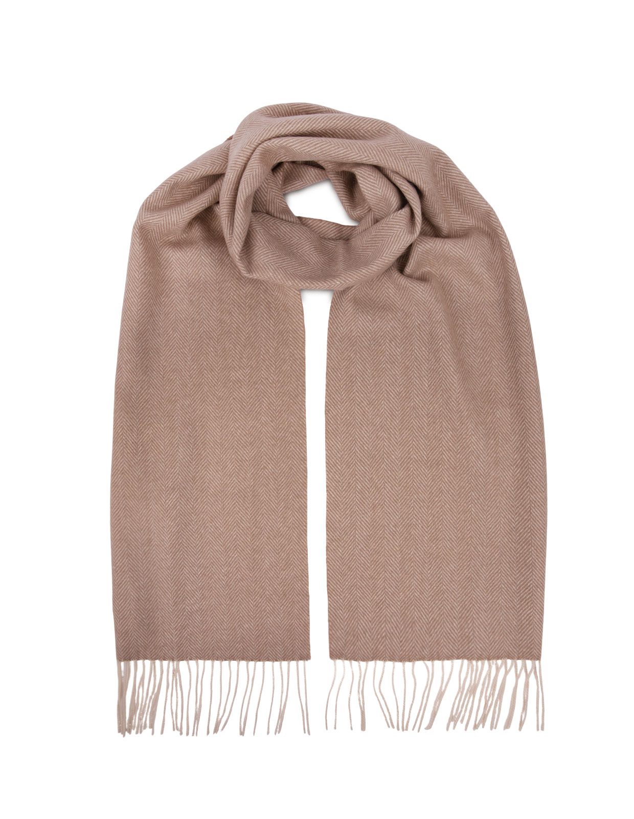 Cashmere Scarf Mixed Beige Herringbone