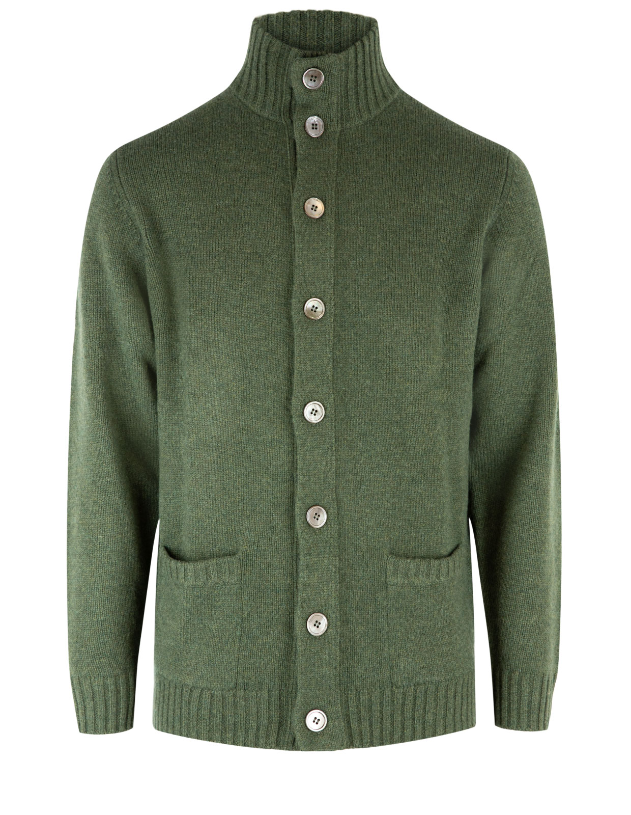 Landford Cardigan Lammull Mossgrön Stl 58