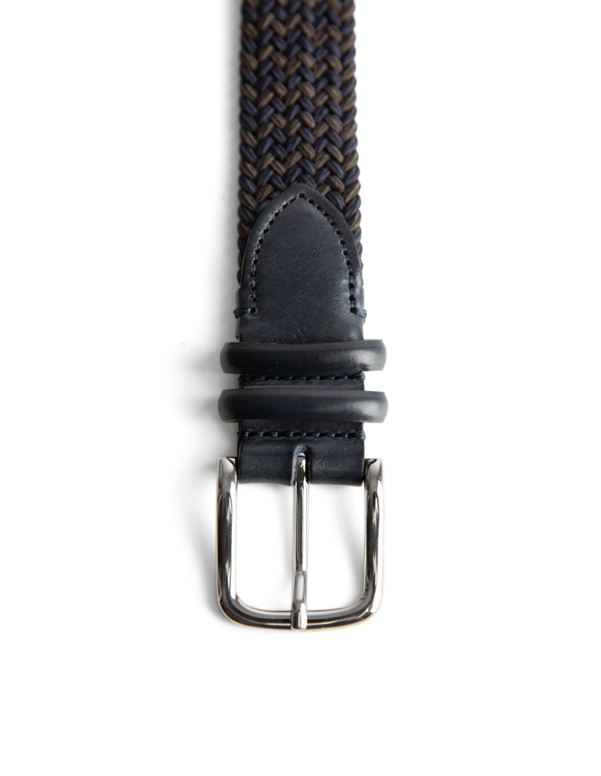 Woven Stretched Rayon Belt Navy/Brown