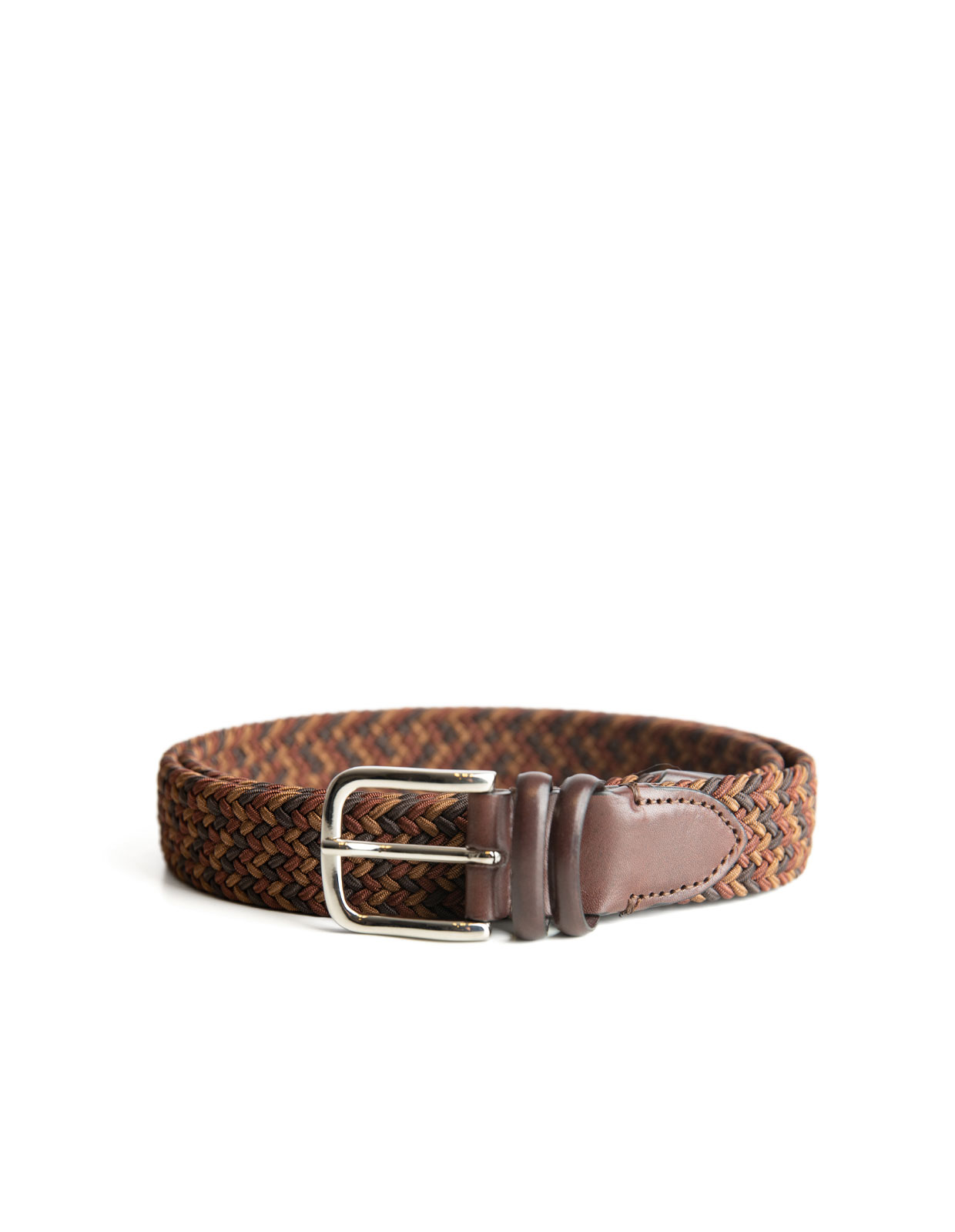 Woven Stretched Rayon Belt Multi Brown