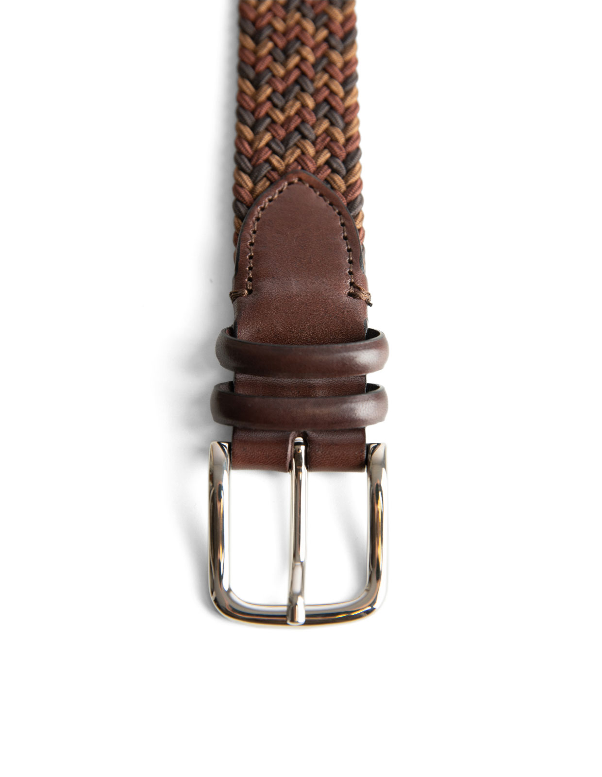 Woven Stretched Rayon Belt Multi Brown Stl 90