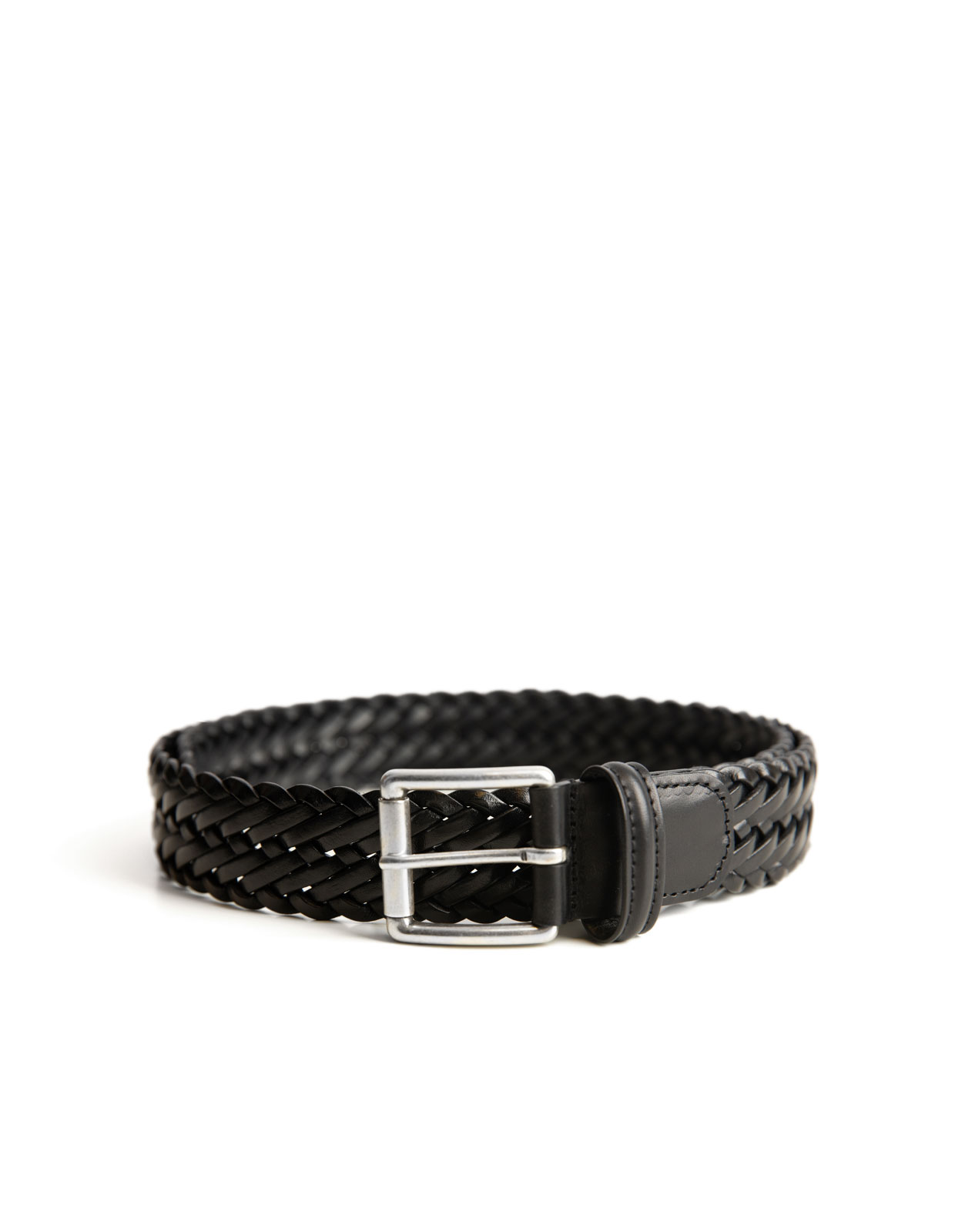 Braided Leather Belt Black Stl 85
