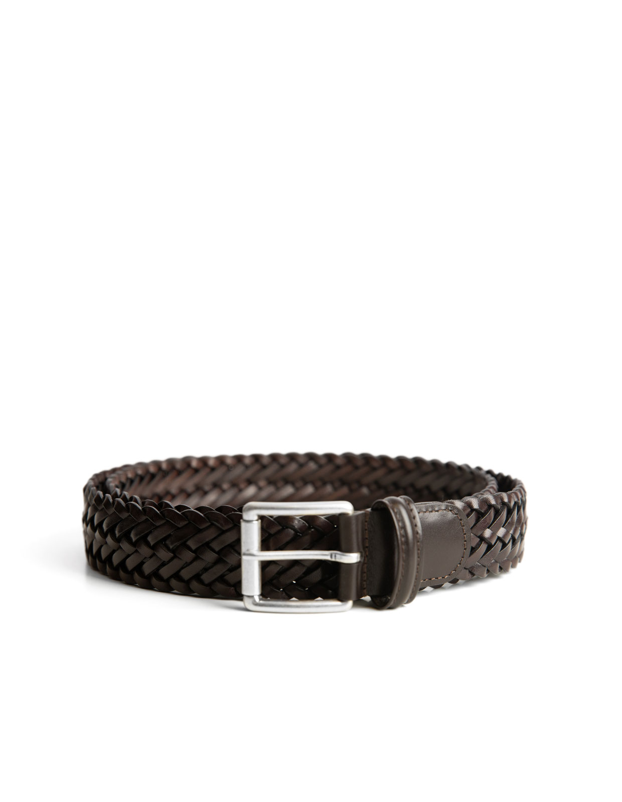 Braided Leather Belt Brown Stl 120
