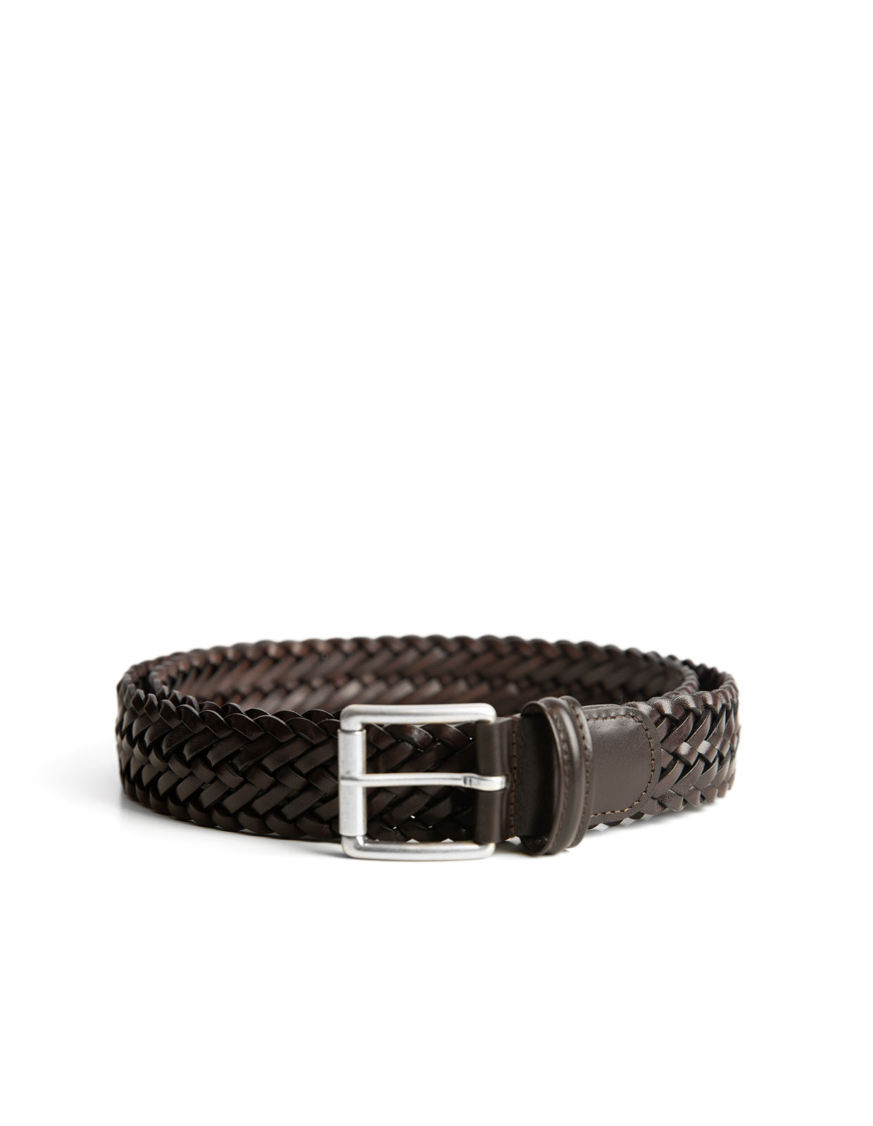 Braided Leather Belt Brown Stl 95