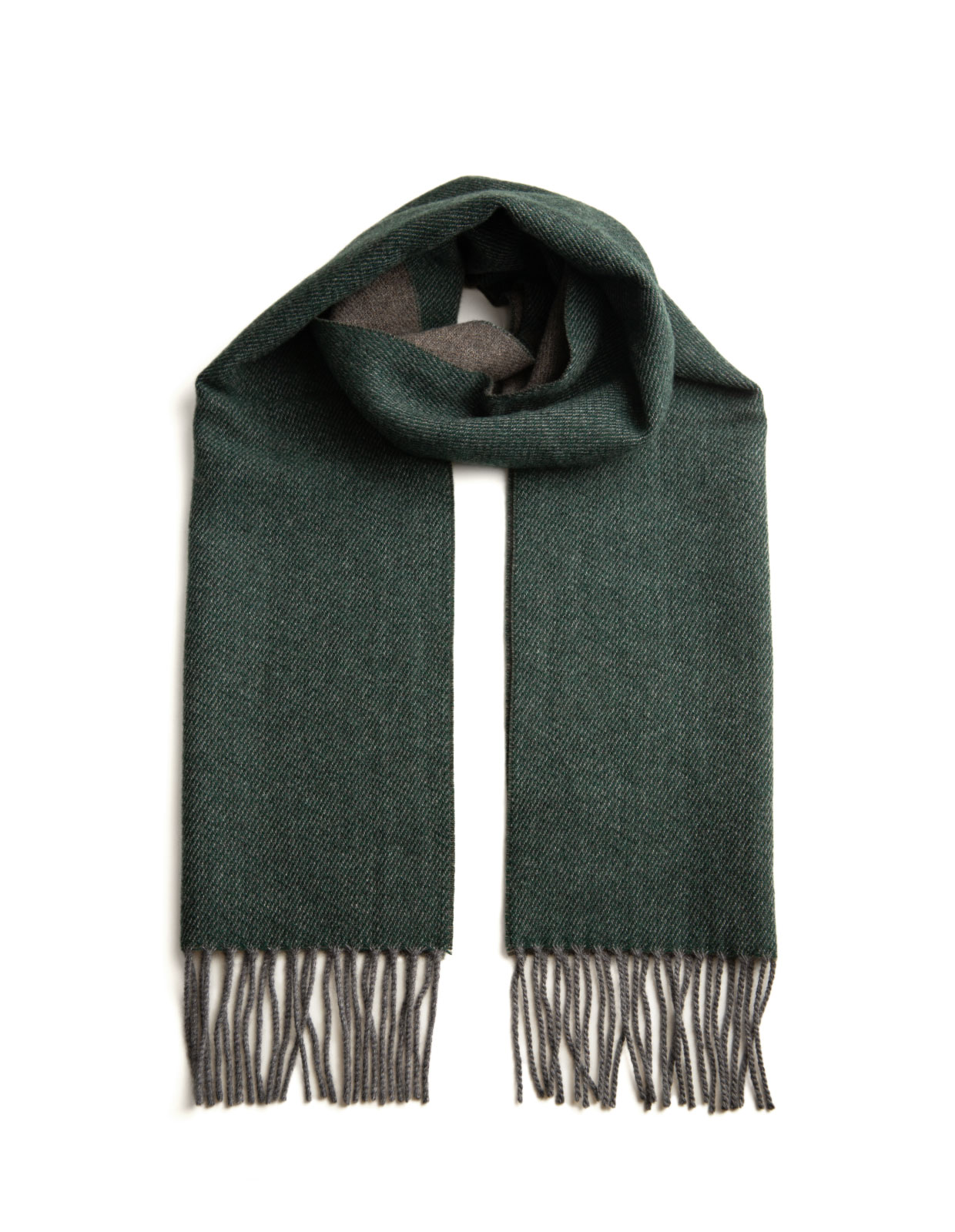 Two Faced Pure Cashmere Scarf Green/Brown