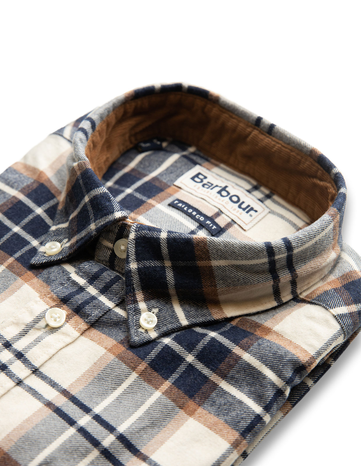 Portdown Tailored Shirt Flannel Check Ecru