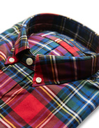 Slim Fit Oxford Shirt Checked Red/Green Stl M