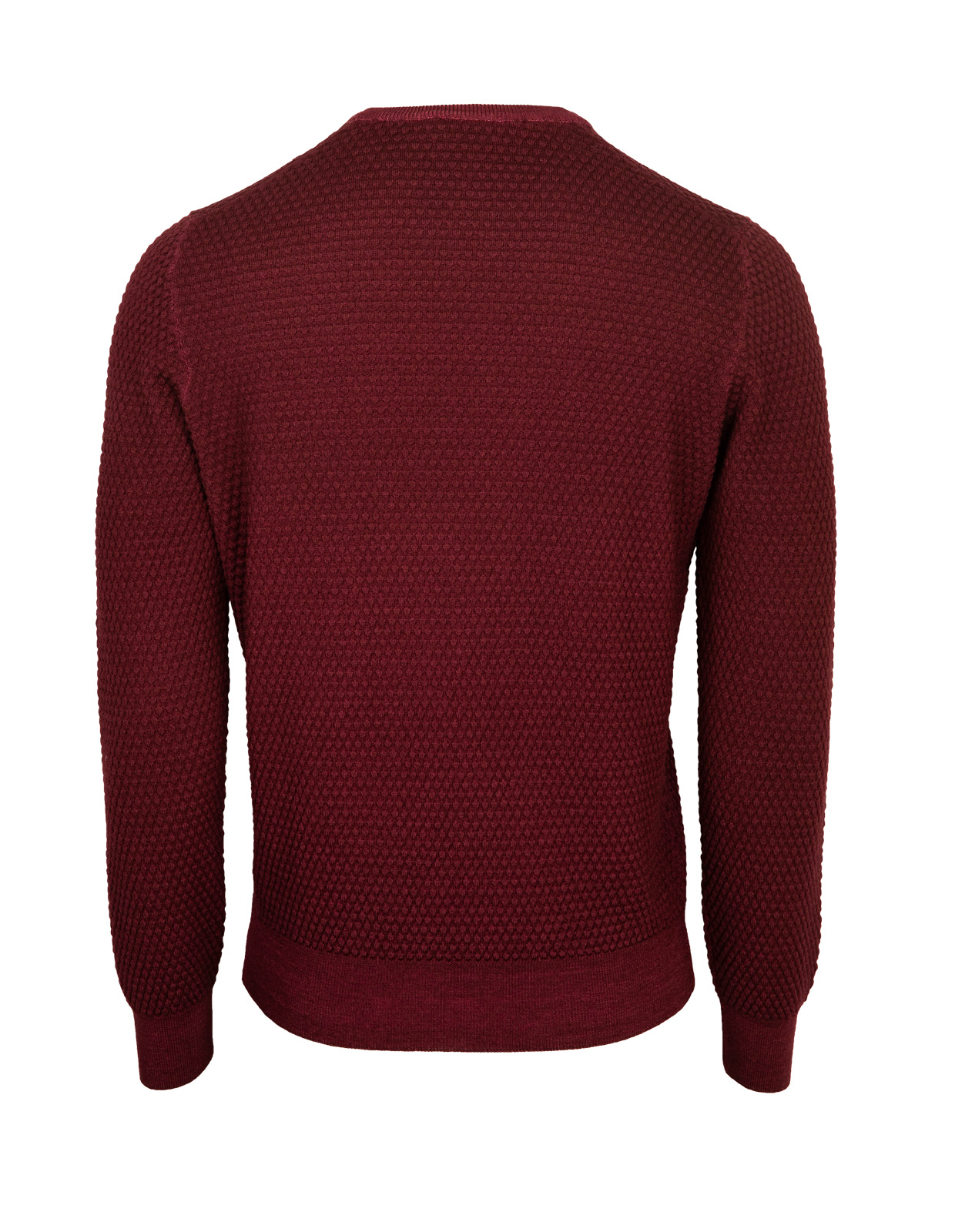 Knitted Texture Vintage Merino Crew Neck Bordeaux