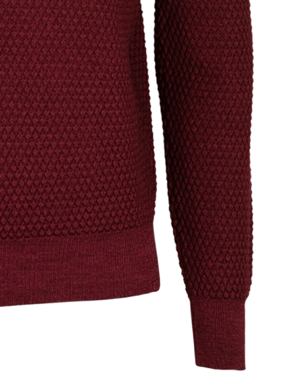 Knitted Texture Vintage Merino Crew Neck Bordeaux