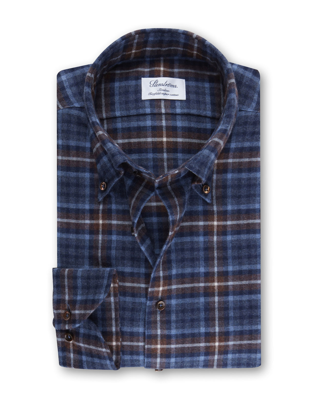 Slimline Shirt Checked Flannel Blue/Brown