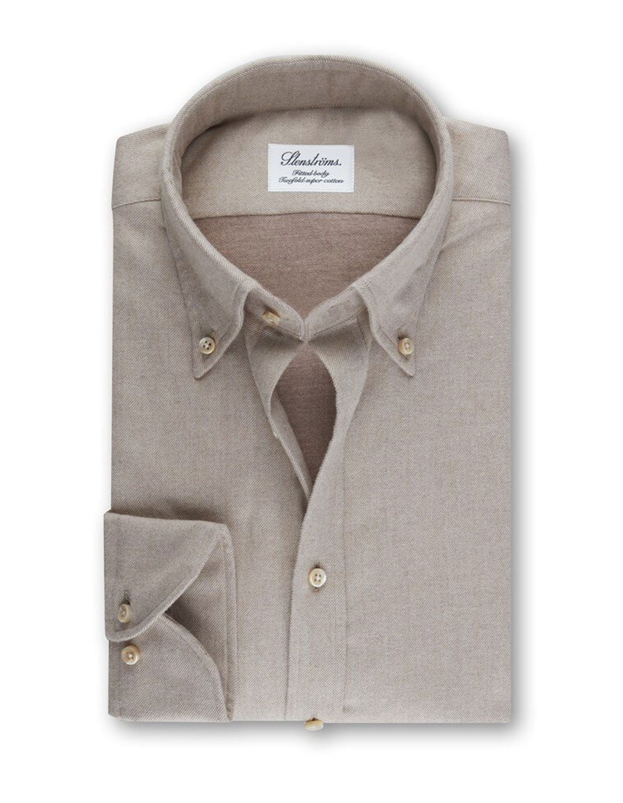 Fitted Body Shirt Luxury Flannel Beige