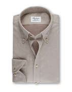 Fitted Body Shirt Luxury Flannel Beige Stl L